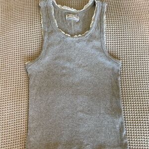 We The Free Gray Lace Trim Tank Top